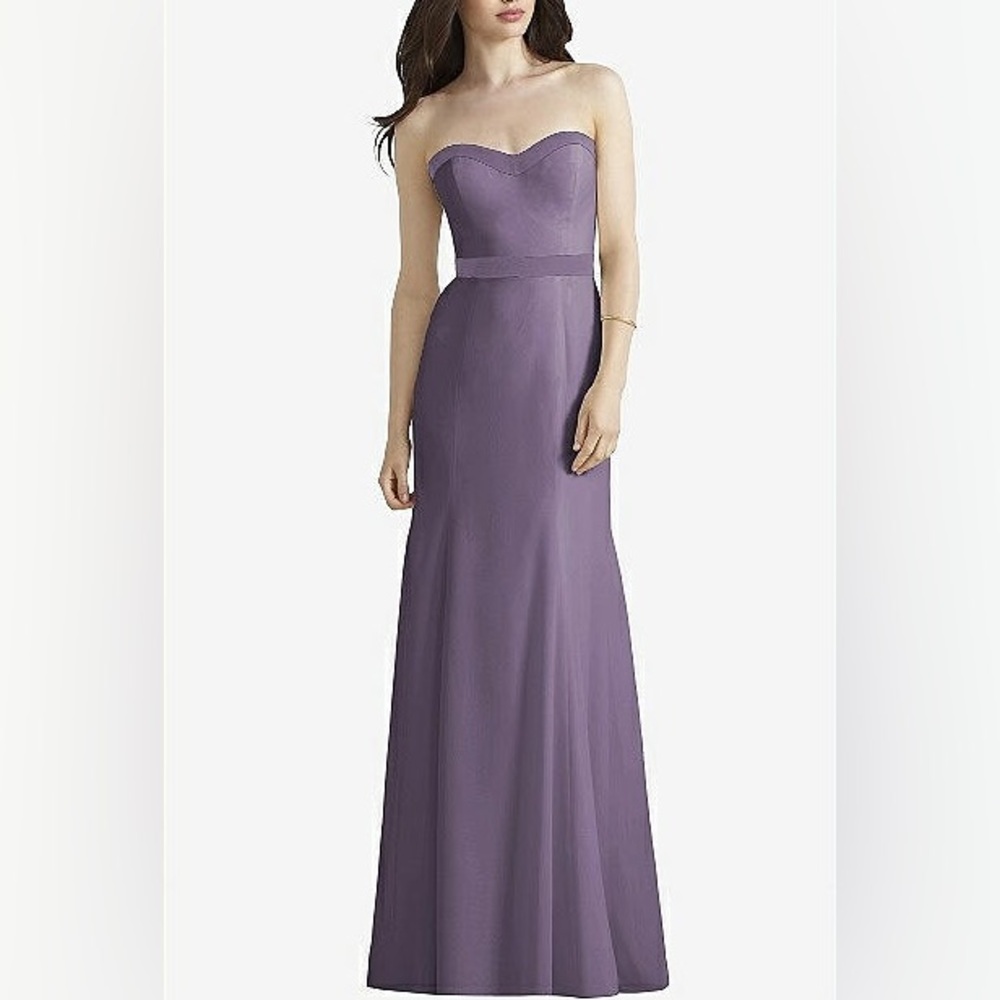 Social Bridesmaids Dessy lavender purple dress Strapless bow maxi formal Gown 10